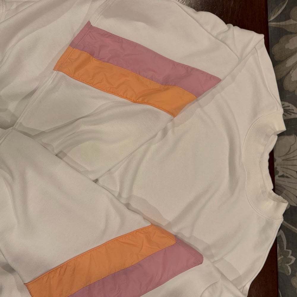 Altar’d State / White Sweatshirt with Pink and Orange Stripes